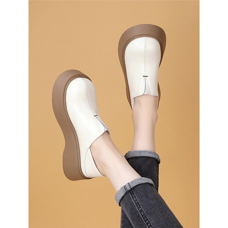 ローファー レディース 厚底 本革 スリッポン ラウンドトゥ ローカット EVAソール カジュアルシューズ ブラック ブラウン 春