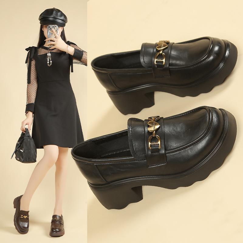 ローファー レディース 厚底 レザーシューズ 本革 レースアップ オックスフォードシューズ ブラック ダークブラウン ラウンドトゥ 防水 滑り止め 普段使い 通勤 春秋冬