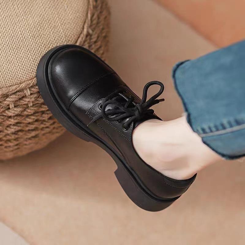 靴 レディース ローファー 厚底 レースアップ シューズ フラットソール ラウンドトゥ ブラック ブラウン 無地 スタイルアップ 秋冬