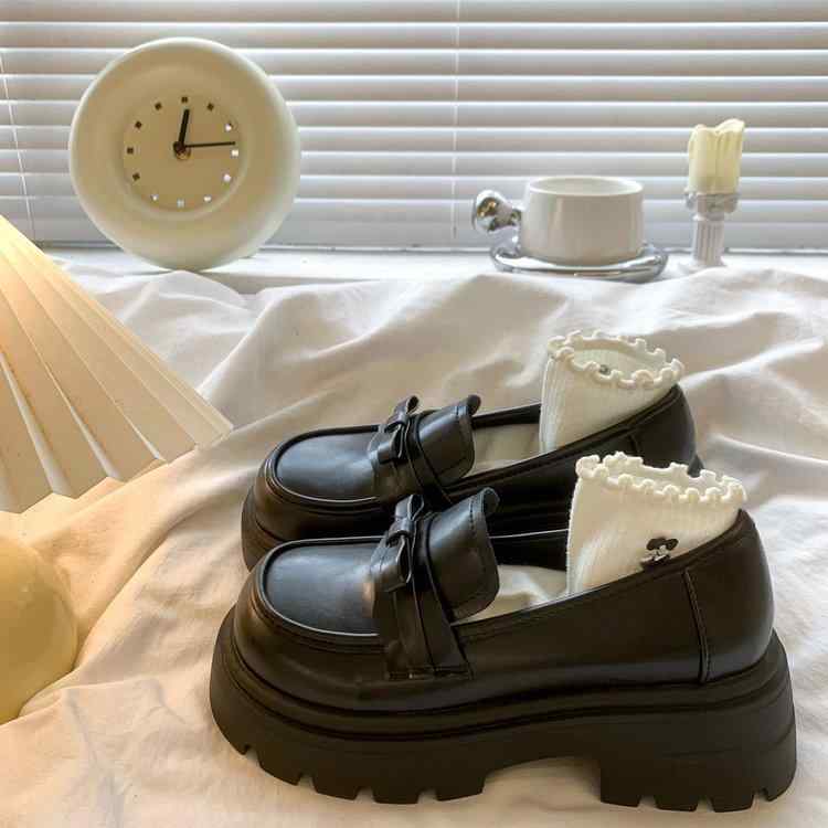 ローファー レディース 厚底 小皮鞋 ラウンドトゥ スリッポン マニッシュシューズ 韓国ファッション jk 春 PUレザー