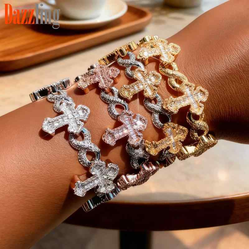 ブレスレット メンズ レディース 男女兼用 幾何学模様 ジルコニア シルバー 銀色 ゴールド 金色 切り替え 個性派 おしゃれ