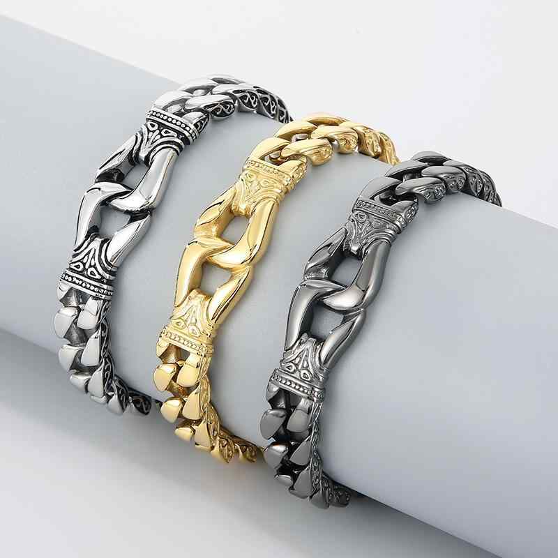 ブレスレット メンズ 男性用 チタン鋼 レトロ 幾何学模様 チェーン 鋼色 ゴールド ガンメタル 古代銀 朋克 個性派