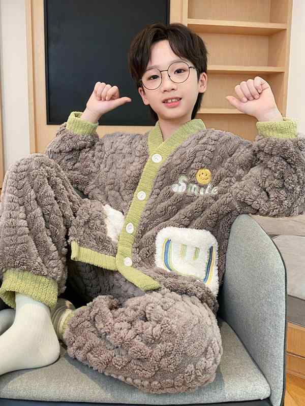 子供用パジャマ 男児 秋冬 フランネル 珊瑚マイヤー あったか かわいい おしゃれ 厚手 長袖 ルームウェア 上下セット 寝巻き 部屋着 ボーイズ 男の子 キッ...