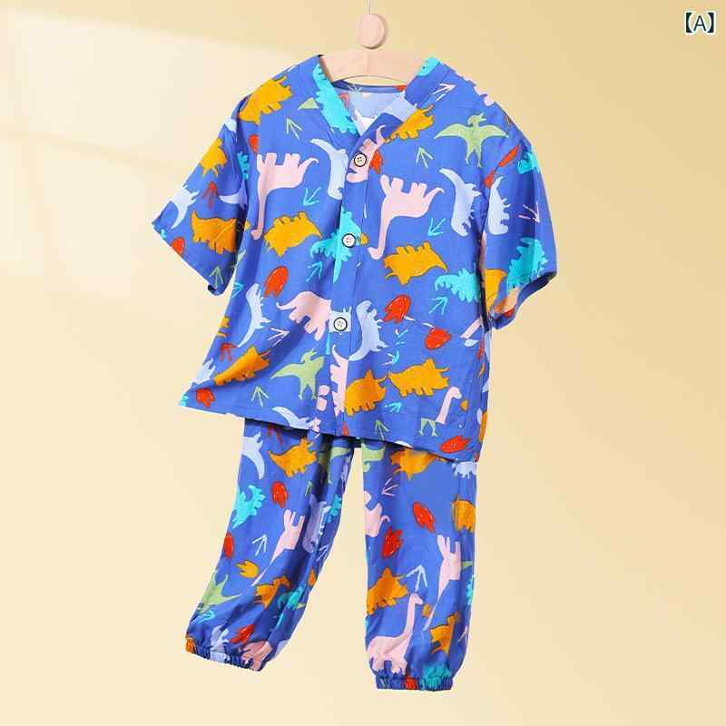 子供用パジャマ 上下セット 半袖長ズボン 夏 薄手 接触冷感 かわいい キッズ 男の...