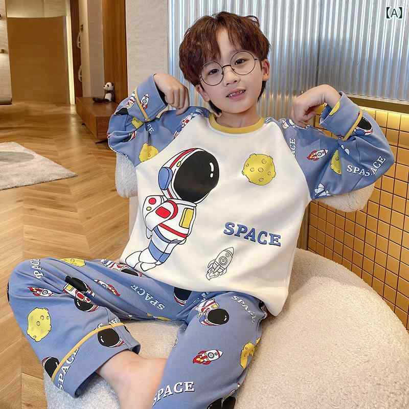 子供用パジャマ 男の子 長袖 春秋 薄手 綿100% 上下セット カートゥーン ゆったり ...