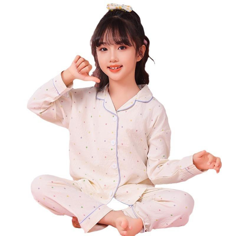 子供用パジャマ 長袖 薄手 春秋 女の子 かわいい 漫画柄 中 крупный 子供服 ルームウェア облачный コットン