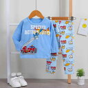 子供用パジャマ 上下セット 秋冬 長袖 綿 ベビー 幼児 男女兼用 ルームウェア 部屋着 かわいい 保温 アニマル柄 ボーダー チェック 無地(x3)