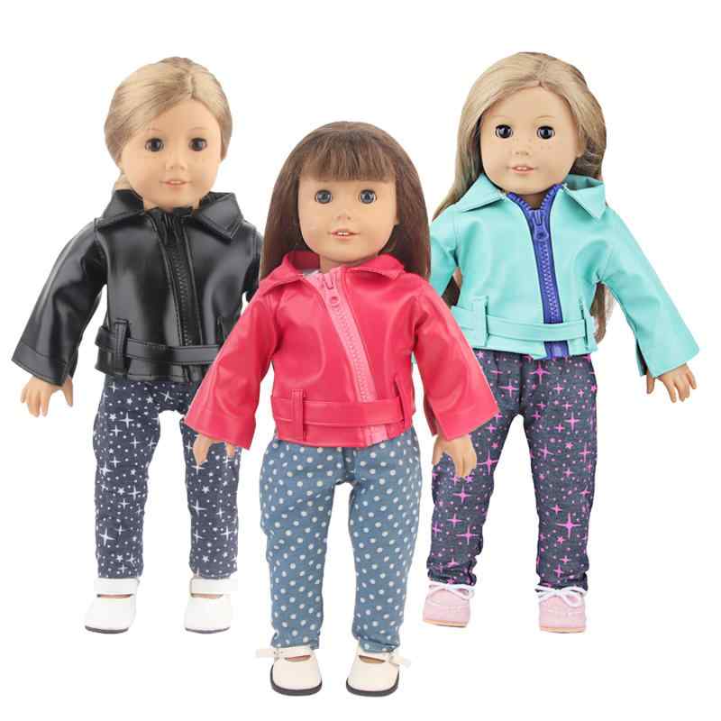 ドール服 女の子用 冬用 PUレザー ジャケット 人形用