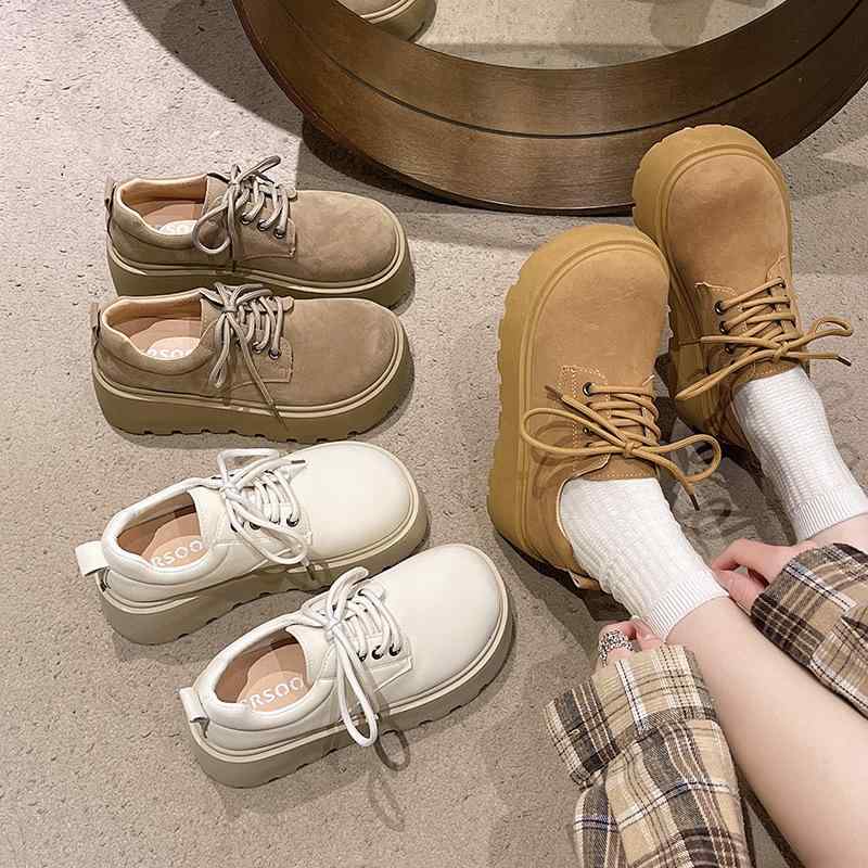 ローファー レディース 厚底 レトロ カジュアル 小皮鞋 マリージェーン カーキ 3cm〜5cmヒール 婦人靴 ラウンドトゥ 歩きやすい 普段使い 旅行 春秋 白 ホワイト ベージュ ブラウン PUレザー
