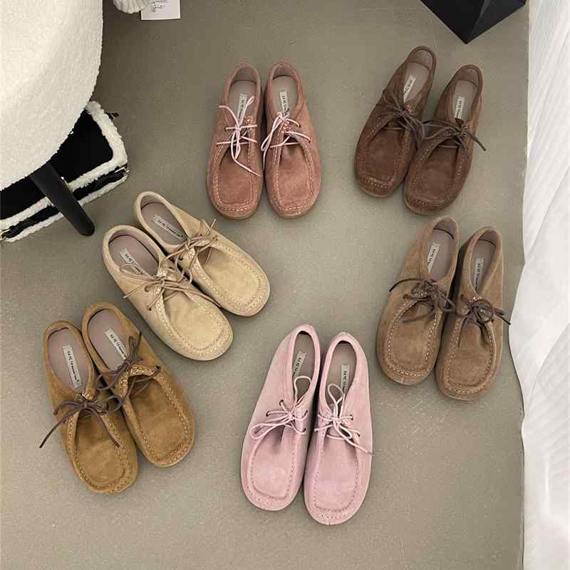 靴 レディース 秋冬 レースアップシューズ 厚底 ローファー ラウンドトゥ カジュアル 婦人靴 ブラウン ..