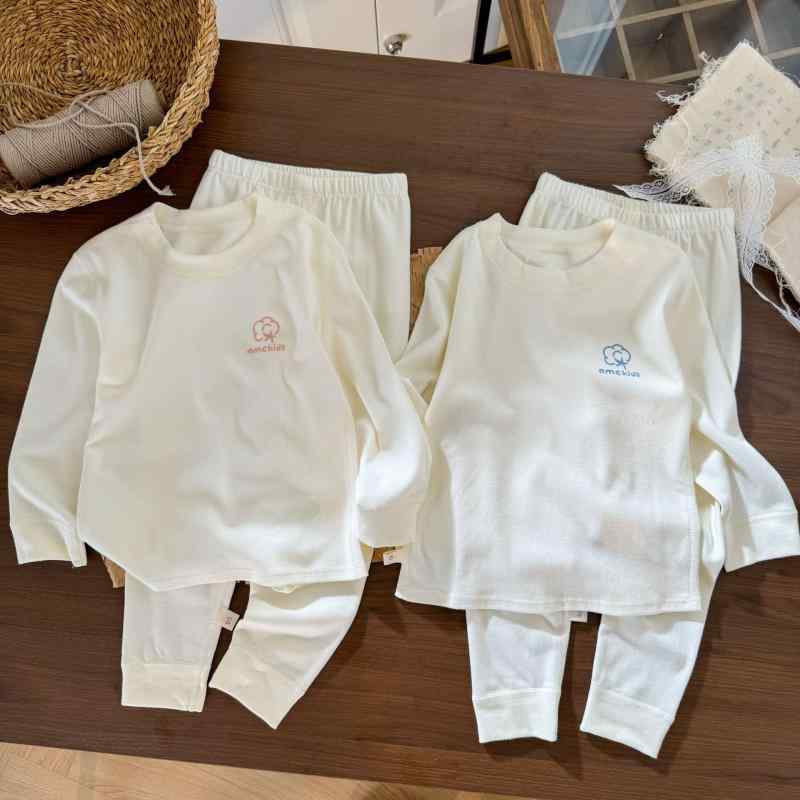 子供用パジャマ オーガニックコットン 長袖 長ズボン 上下セット 男女兼用 ルームウェア 部屋着 吸湿性 通気性 秋冬