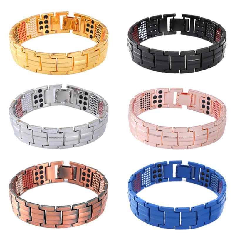 ブレスレット メンズ 多点取り外し可能 亜鉛合金 ファッション 合金 負イオン エネルギー 銀色 金色 ロ..