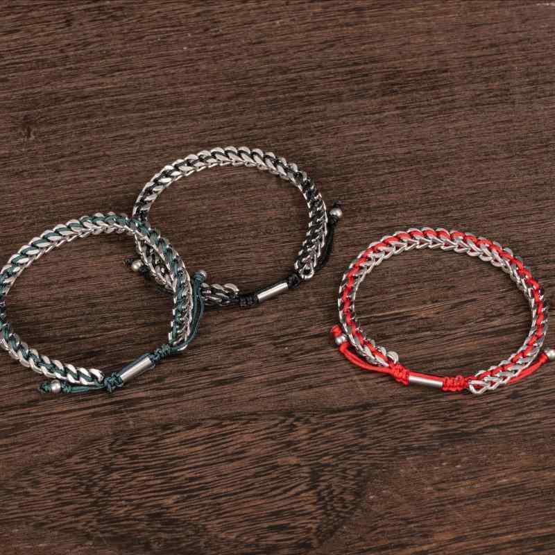 ブレスレット メンズ ステンレス 皮革 編み 欧米風 シンプル 色落ち防止 ファッションアクセサリー 普段使い 軽量 伸縮性