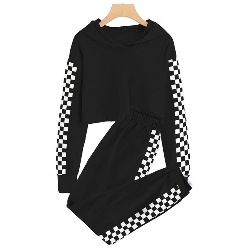 子供服 セットアップ 春秋 格子柄 パーカー & パンツ 上下セット 2点セット 長袖 120cm 130cm 140cm 150cm 160cm グレー ブラ...