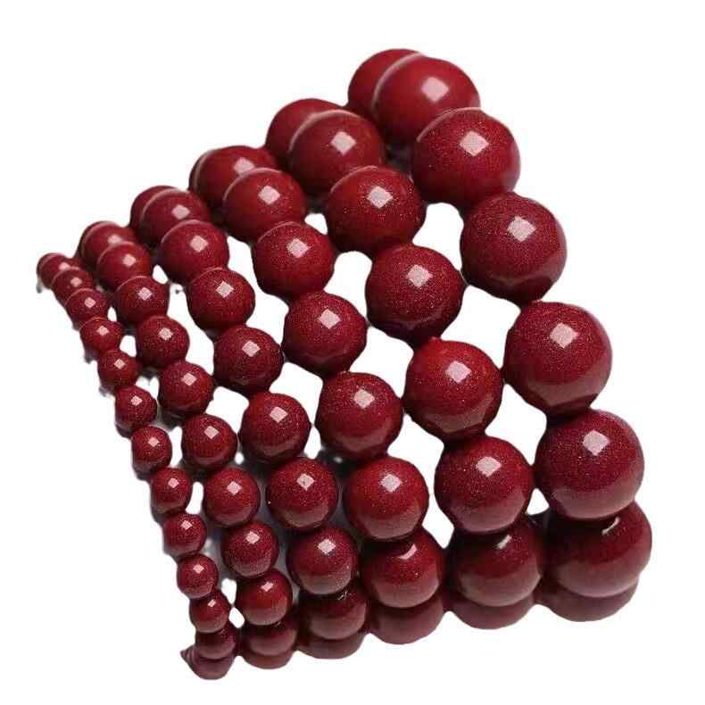 ブレスレット レディース メンズ 男女兼用 朱砂 辰砂 丸玉 鉱石 福字