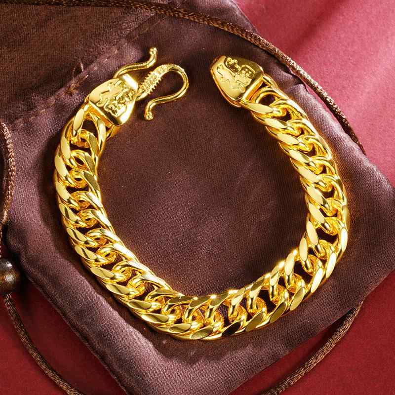 ブレスレット メンズ レディース 男性用 女性用 チタン鋼製 ダブル喜平 6mm 8mm 10mm 12mm 幅 太め 鎖 チェーン 中国風 アジアン レトロ アンティーク ヴィンテージ 風 電気メッキ加工