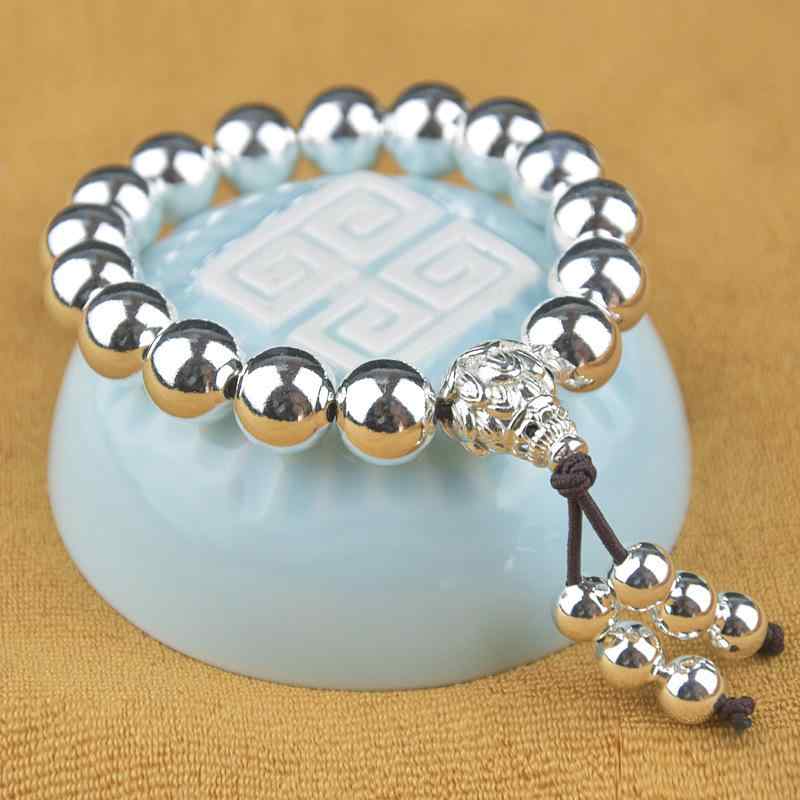 ブレスレット メンズ レディース 転運珠 数珠 ブレスレット 丸玉 腕輪 飾り シルバーメッキ 民族風