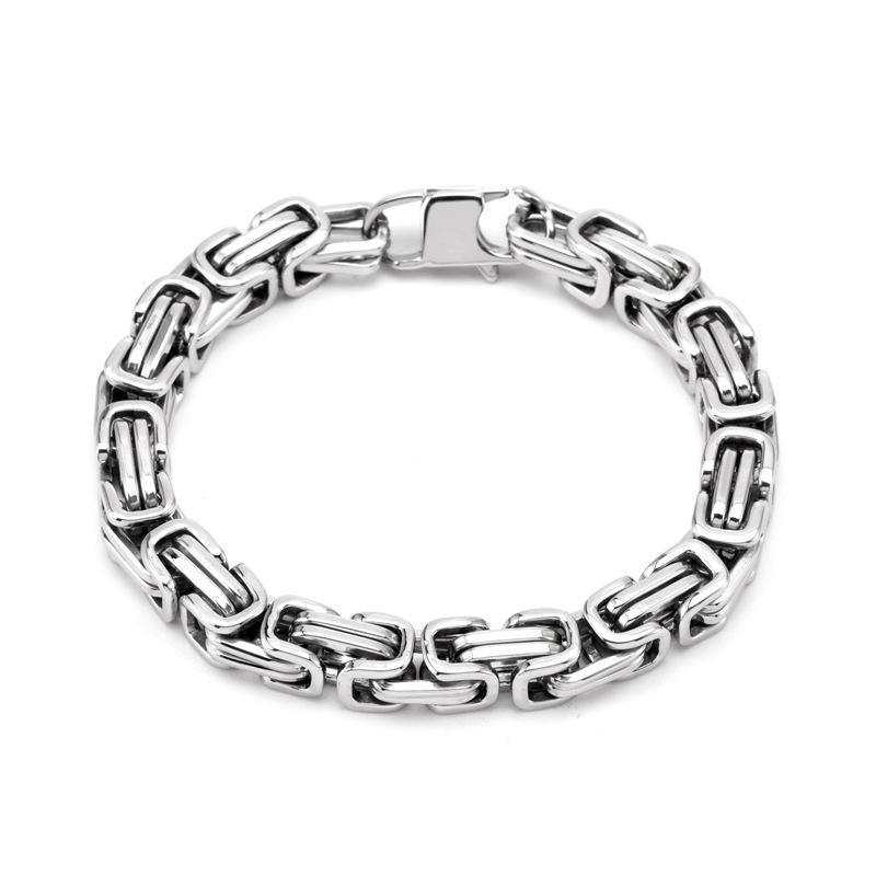 ブレスレット メンズ チタン鋼 幾何学模様 四角 チェーン ステンレス 多層 メタル クール スタイル 手..
