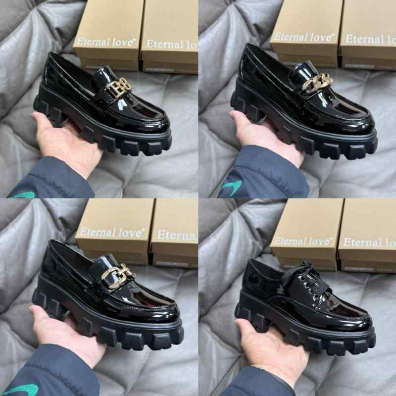 ローファー レディース 厚底 粗ヒール スリッポン ラウンドトゥ 無地 メタルパーツ レザー切り替え 英国風 カジュアルスタイル 春夏秋冬 ブラック系