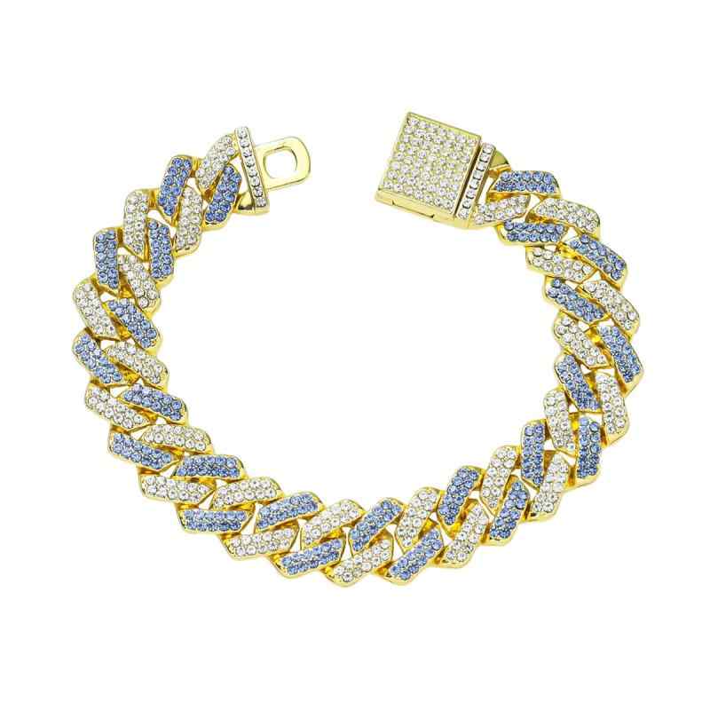 ・素材: 合金・仕上げ: 象嵌・対象: メンズ・デザイン: 幾何学・用途: 旅行記念・カラー: ゴールド（ブルーダイヤモンド）, シルバー（ブルーダイヤモンド）・長さ: 約20cm・モチーフ: チェーン・スタイル: ヒップホップ, 個性派・...