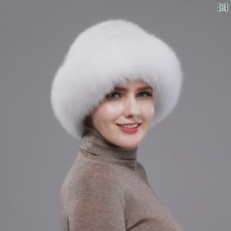 帽子 レディース ミンクファー ニット帽 秋冬 防寒 暖かい 毛皮 狐 ふわふわ 無地 ブラック ホワイト グレー ベージュ ワインレッド コーヒー 十字貂