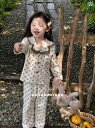 子供用パジャマ 男女兼用 綿 キッズ 大童 開襟 襟付き ルームウェア 上下セット 春秋 冬 格子柄 ストライプ アニマル柄 花柄 ヒョウ柄 かわいい 韓国風(...