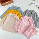 子供用パジャマ Polo襟 長袖 上下セット 男女兼用 春秋 薄手 コットン 部屋着 ルームウェア 90cm 100cm 110cm 120cm 130cm 1...