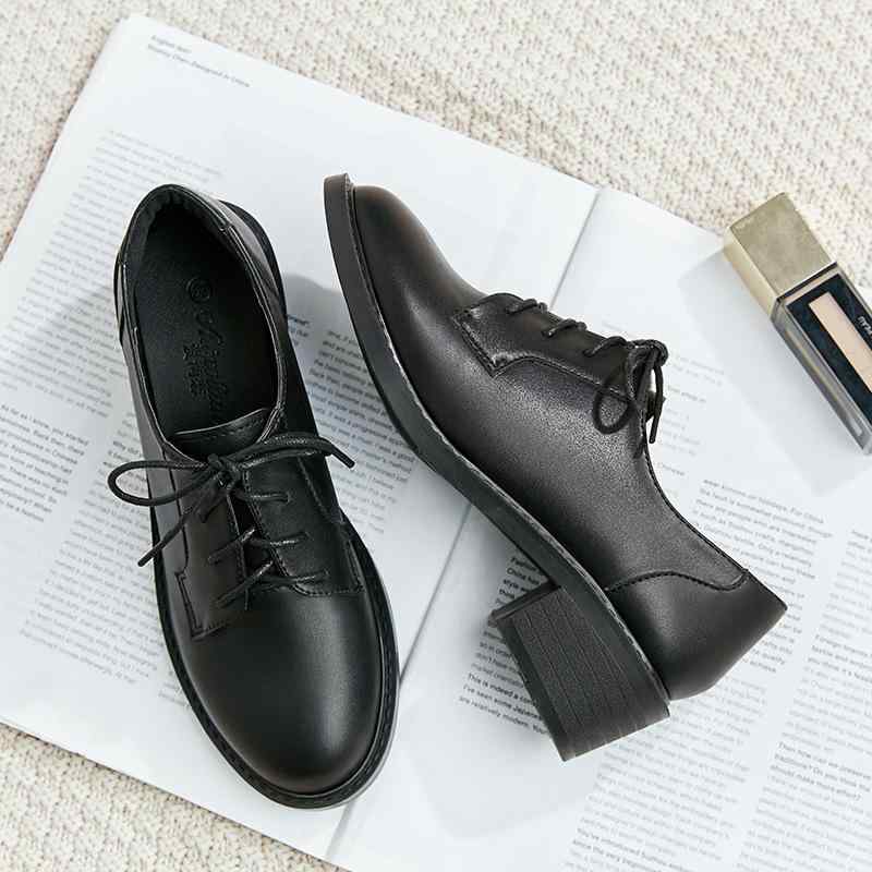 ローファー レディース 厚底 ローファーシューズ ラウンドトゥ レースアップ ブロックシューズ スムー..