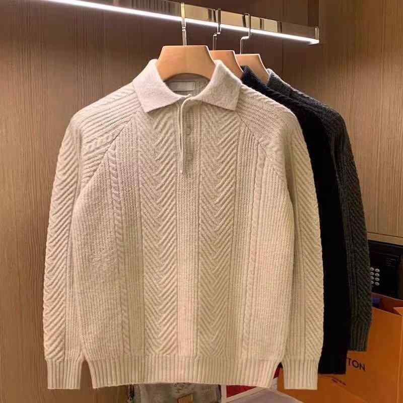 Knit Sweater - ニット メンズ カーディガン 秋冬 Vネック ケーブル編み 無地 アウター トップス 部屋着 普段使い 長袖 ゆったり ブラック グレー ベージュ