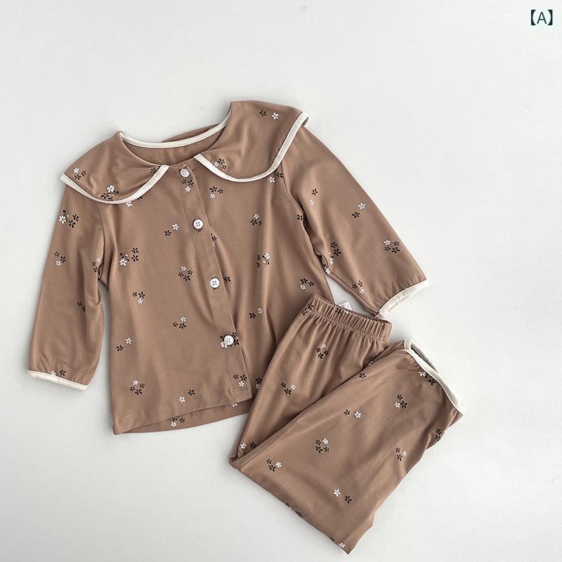 子供用パジャマ 上下セット 春秋 モダールコットン 女の子 ベビー キッズ ルームウ...