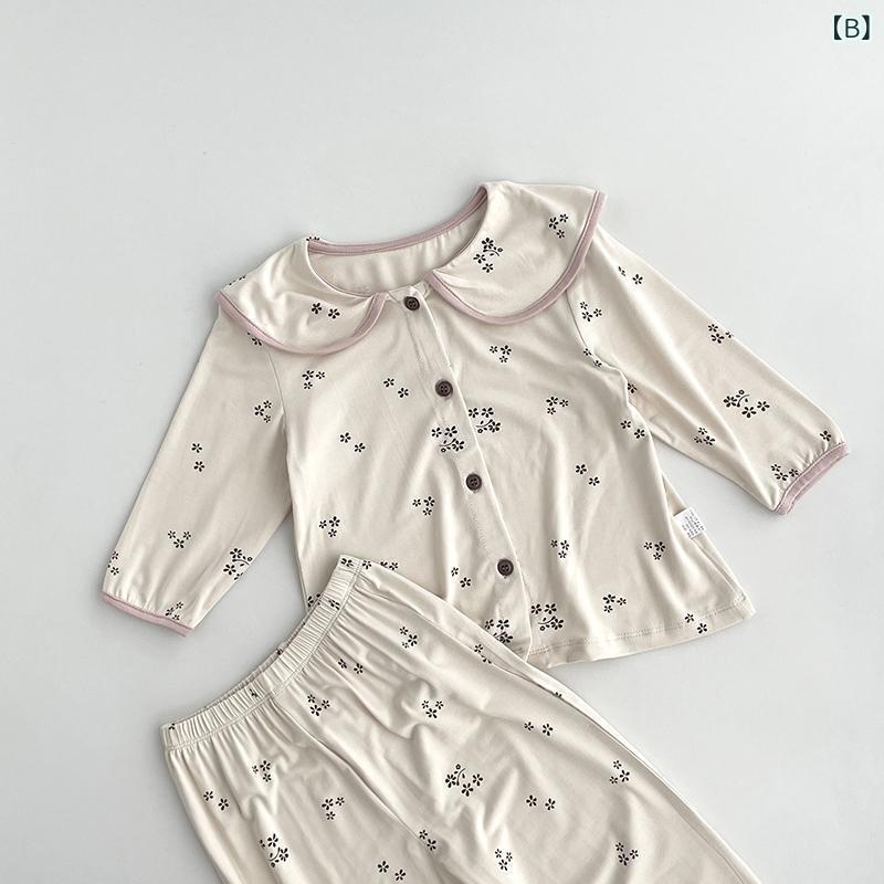子供用パジャマ 上下セット 春秋 モダールコットン 女の子 ベビー キッズ ルームウ...