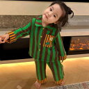子供用パジャマ 秋冬 ストライプ柄 女の子 男の子 ベビー キッズ 厚手 ホームウェア 上下セット 部屋着 ルームウェア かわいい