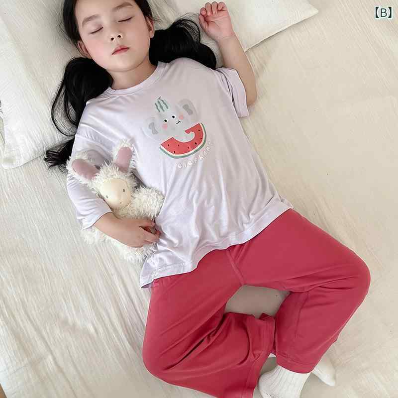 子供用パジャマ 半袖&ハーフパンツ 上下セット 薄手 女の子 ルームウェア 接触冷感 再生繊維 カートゥーン柄 春夏