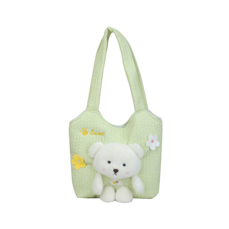 トートバッグ レディース かわいい 小熊 マカロンカラー ナイロン 帆布 手提げ 肩掛け カバン 大容量 デイリー お出かけ