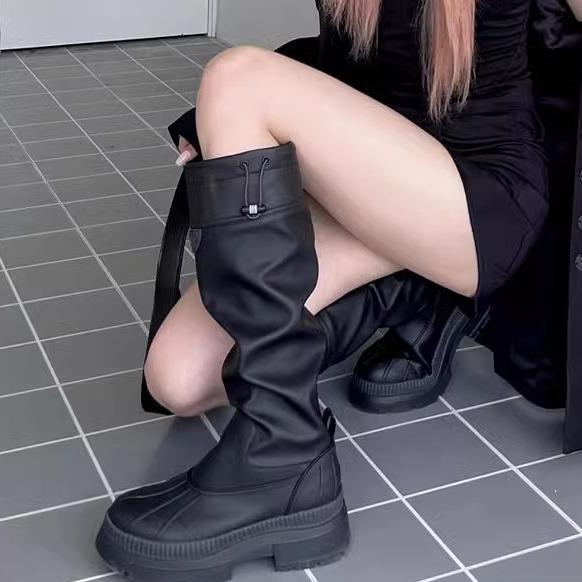 ブーツ レディース 厚底 美脚 ロングブーツ ハイヒール 6cm 7cm 8cm 黒 ブラック ベージュ 春夏 秋冬 高筒 履きやすい 伸縮性 歩きやすい 疲れない カジュアル きれいめ