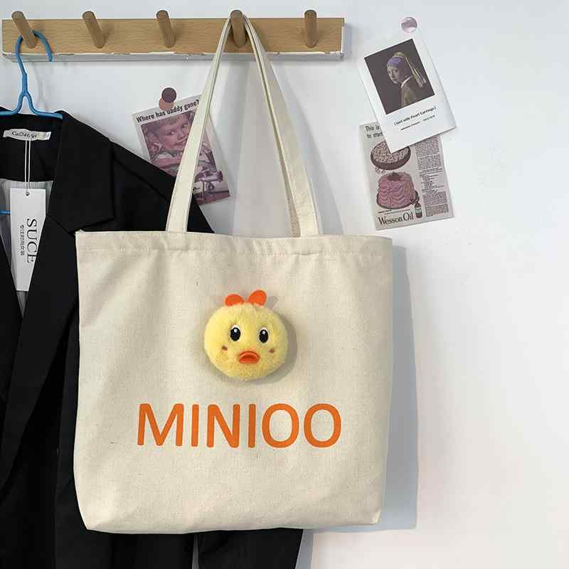 トートバッグ レディース かわいい ぬいぐるみ キャンバス ショルダーバッグ 大容量 ストリート カジュアル 通学 普段使い