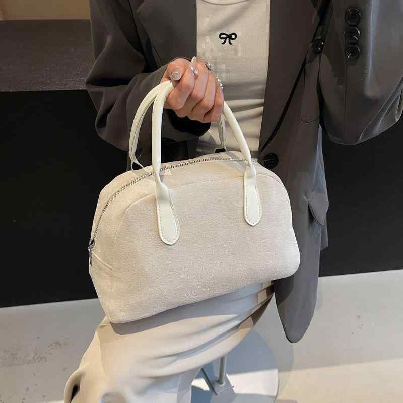 ボストンバッグ レディース スウェード調 巾着型 ミニボストン 枕型バッグ ハンドバッグ ポリエステル ..