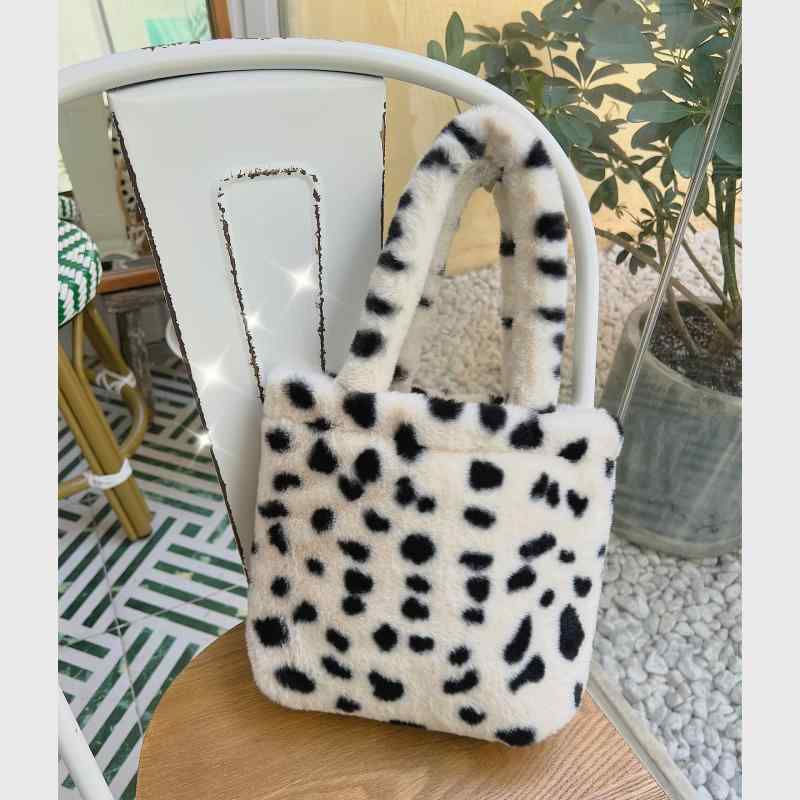 トートバッグ レディース 秋冬 手提げ ミニバッグ ファーバッグ アニマル柄 モノトーン 収納 かわいい カジュアル