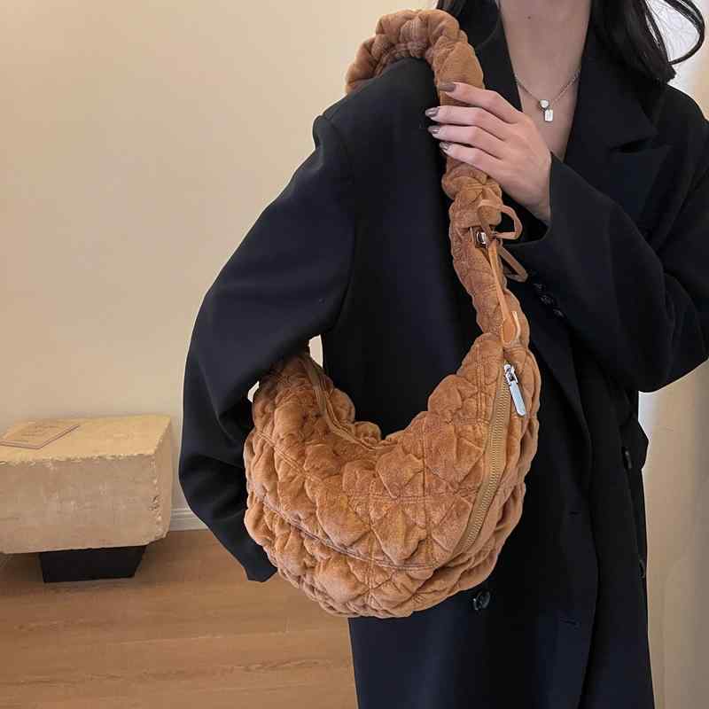VANESSA BRUNO - バッグ レディース ベルベット 雲型バッグ 大容量 通勤 ショルダーバッグ トートバッグ ブラック ベージュ グレー