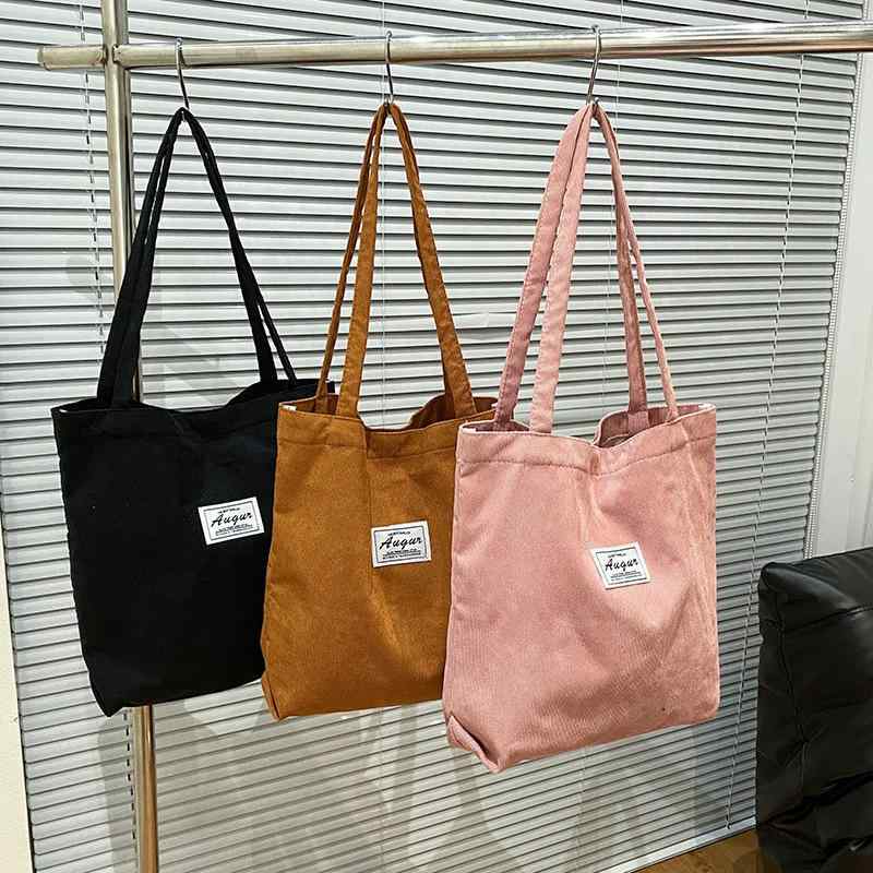 トートバッグ レディース 大容量 コーデュロイ ショルダーバッグ 韓国風 学生 通学 鞄 カジュアル 白 黒 グレー ピンク系 ブラウン