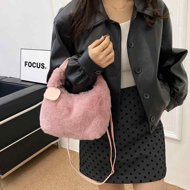 バッグ レディース ベルベット 手提げ 鞄 かわいい ガーリー 斜めがけ ショルダーバッグ カバン 秋冬 通勤 デイリーユース ピンク系(4.0)