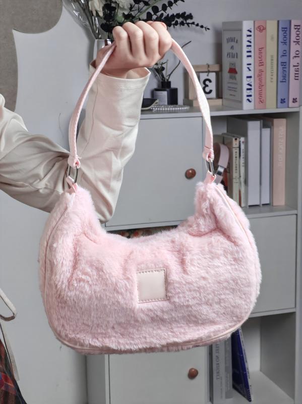 バッグ レディース 秋冬 もこもこ ハンドバッグ 肩掛け 鞄 通勤 ふわふわ かわいい ピンク(4)