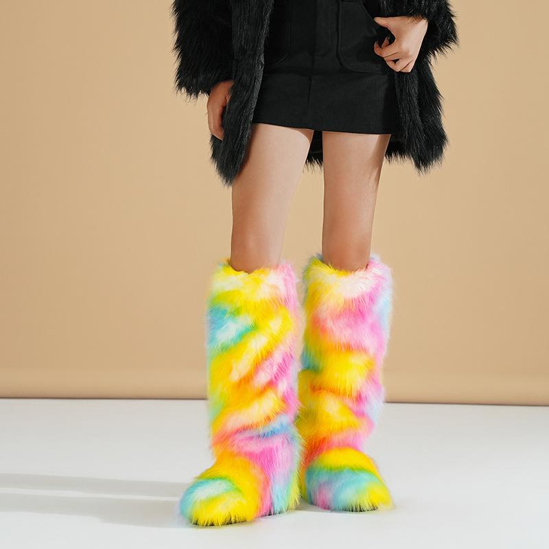 靴 レディース ロングブーツ 冬 ファー スノーブーツ フラットソール カジュアル ブラック 黒 グレー ..