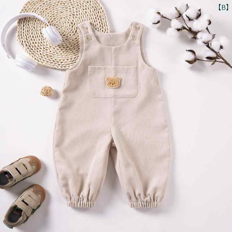 ベビー ロンパース サロペット コーデュロイ 春季 男女兼用 新生児 幼児 ピンク系 ...