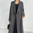 コート レディース ウール ロング丈 秋冬 厚手 ゆったり 無地 通勤 きれいめ 上品 ブルー ブラック オフホワイト ベージュ(4)