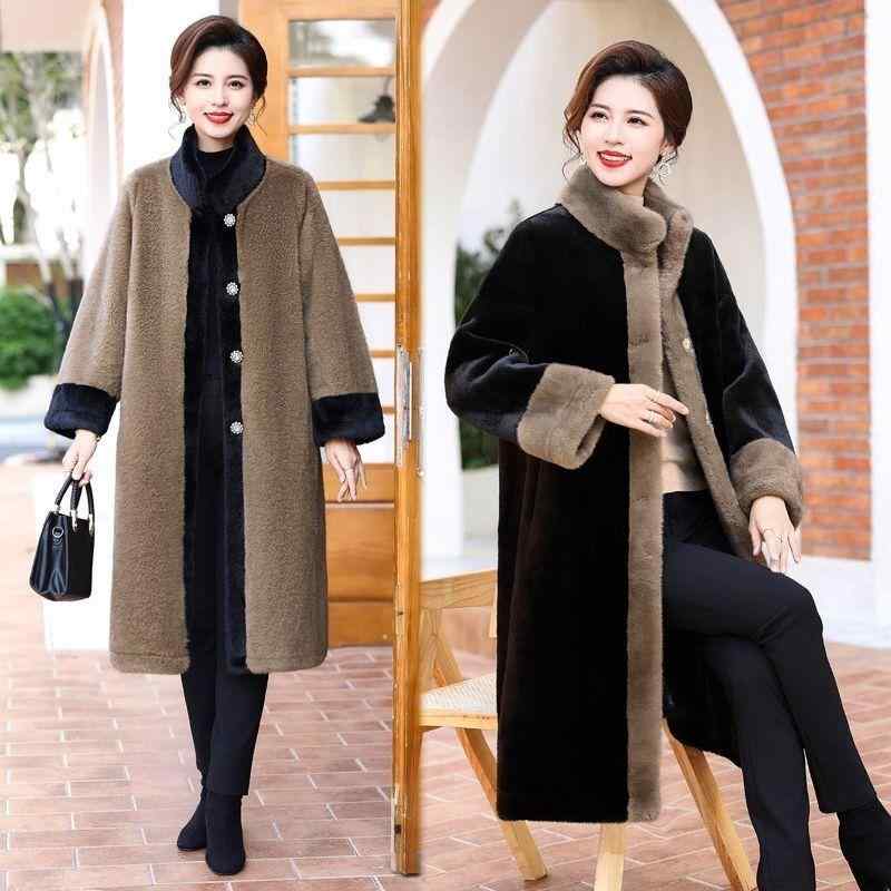 Other Jackets Jumpers - コート レディース ミンク カシミヤタッチ フェイクファー 毛皮 厚手 あったか 冬 防寒 ゆったり ミセス シニア ブラック ブラウン