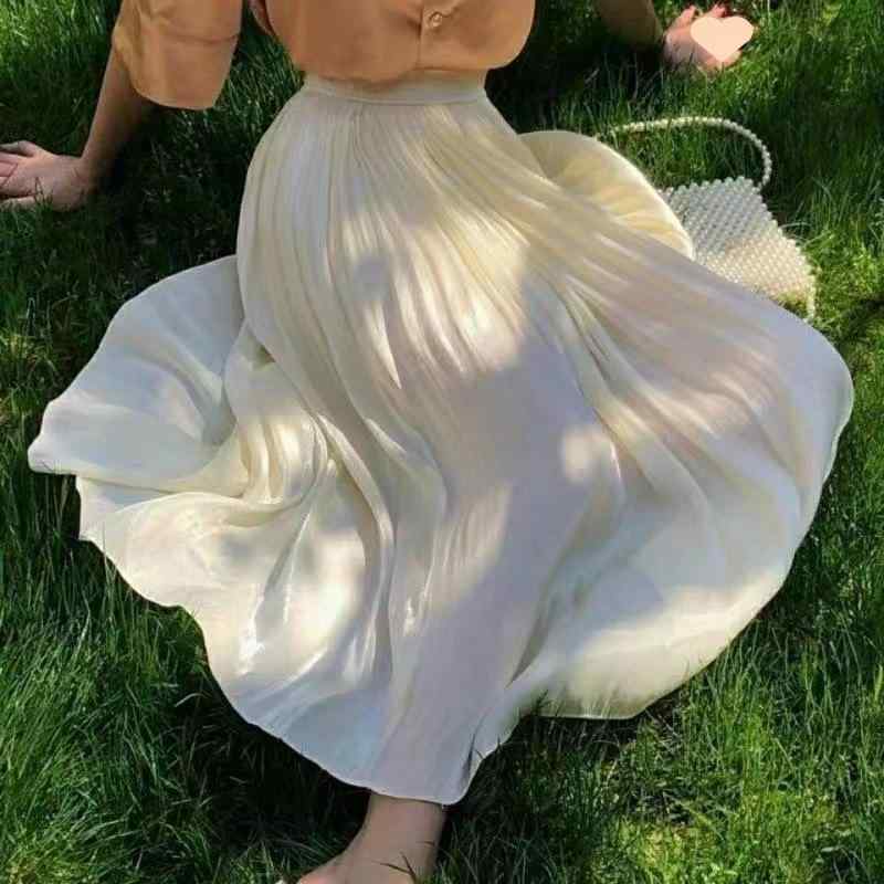 スカート レディース A字スカート 膝丈 ミモレ丈 接触冷感 フレアスカート ウエストゴム 無地 ライセル..