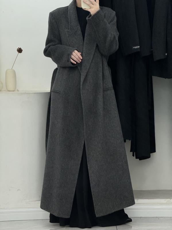 コート レディース 秋冬 ウール ロング丈 ダブルフェイス オーバーサイズ ゆったり 通勤 韓国風 ミルクティー ベージュ グレー ブラッ..