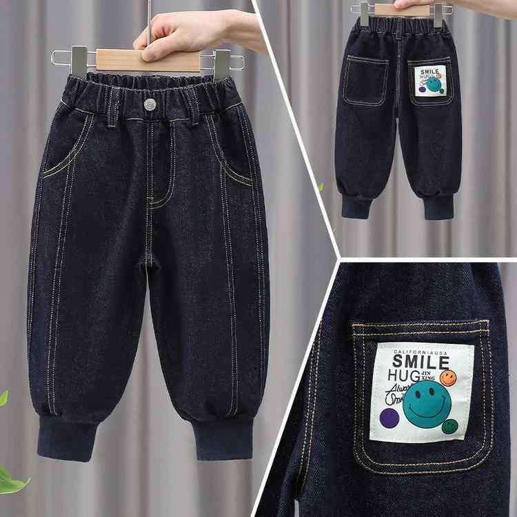 子供服 デニムパンツ 男の子 春秋 中小儿童 ボーイズ ジーパン 長ズボン ウエストゴム 85%綿 無地 普段着
