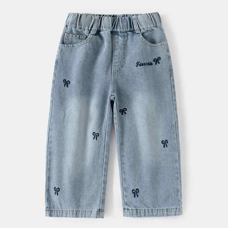 Other - 子供服 ジーンズ 女の子 ワイドレッグパンツ 春秋 中大サイズ ストレートパンツ デニムパンツ ガールズ コットン 中ウエスト 100cm 110cm 120cm 130cm 140cm 150cm